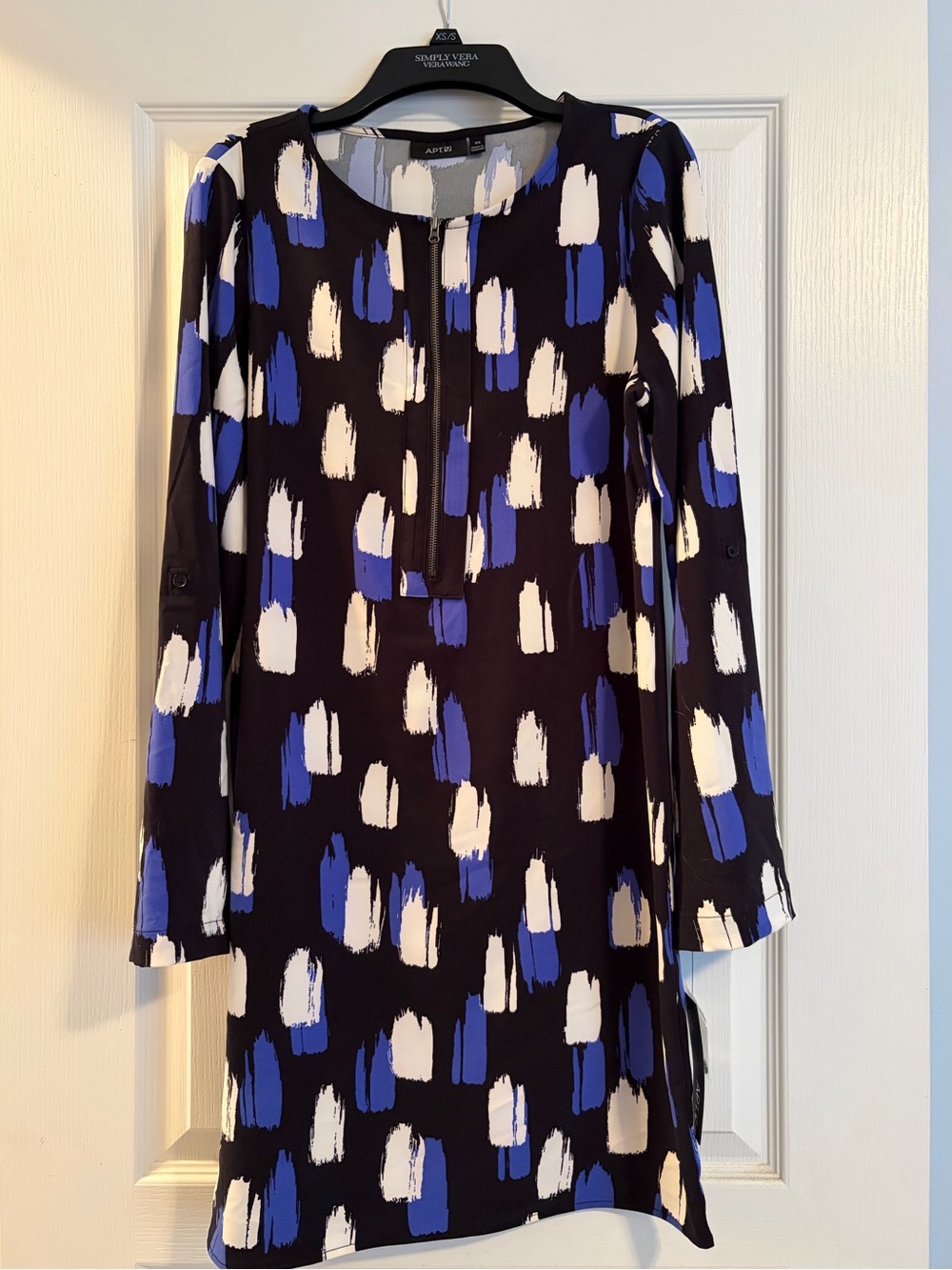 Apt. 9 Dress with Blue & White Brushstroke Print